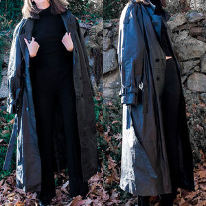 100% Genuine Leather Trench Coat Fur Lined